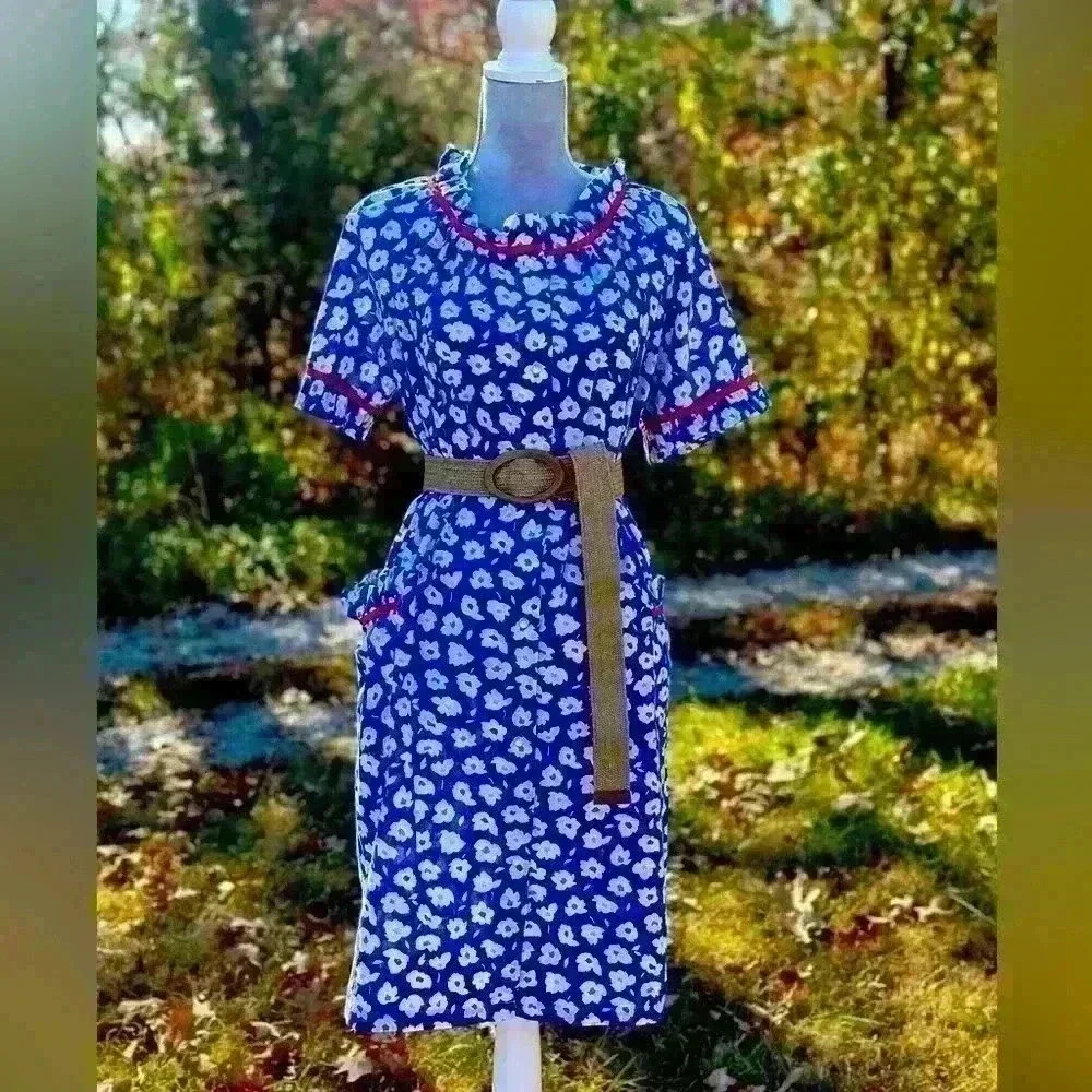 Vintage Floral Blue Dress